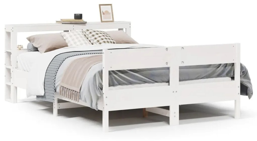Letto Senza Materasso Bianco 140x200 Cm Legno Massello Di Pino /
