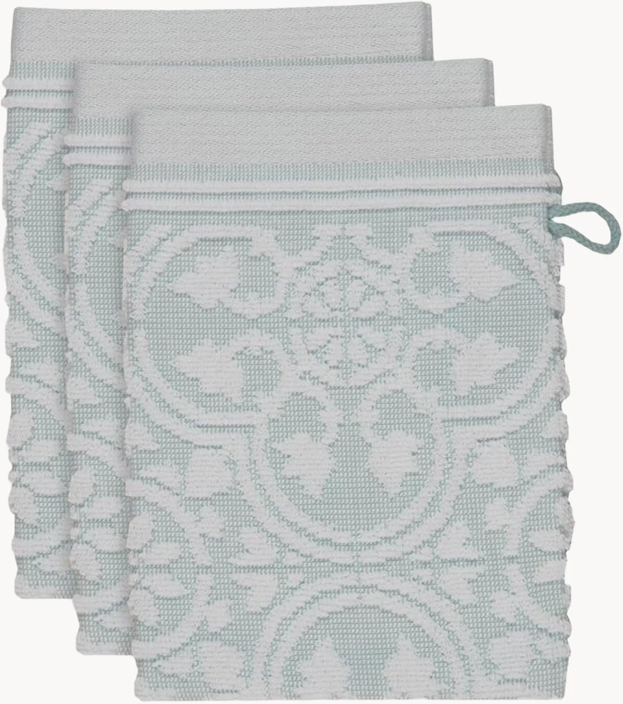 Set di 3 panni viso in cotone jacquard Tile de Pip