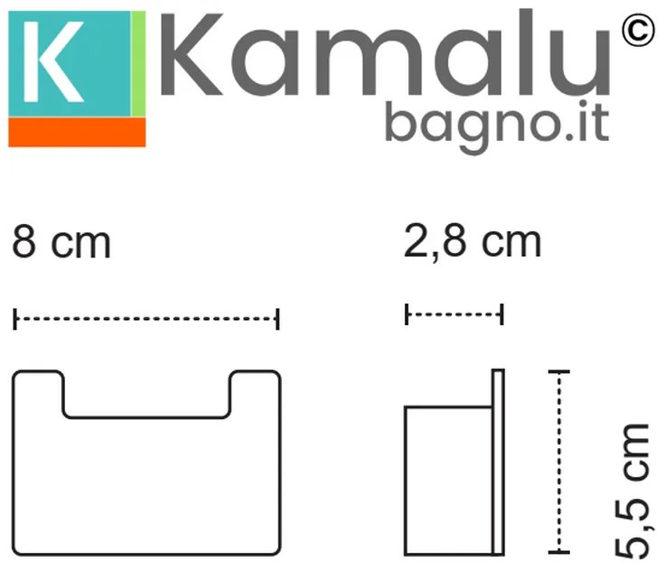 Kamalu - appendino bagno doppio gancio in acciaio inox bianco opaco| nuevo-b