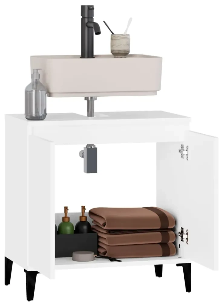 Mobile lavabo bianco 58x33x60 cm in legno multistrato