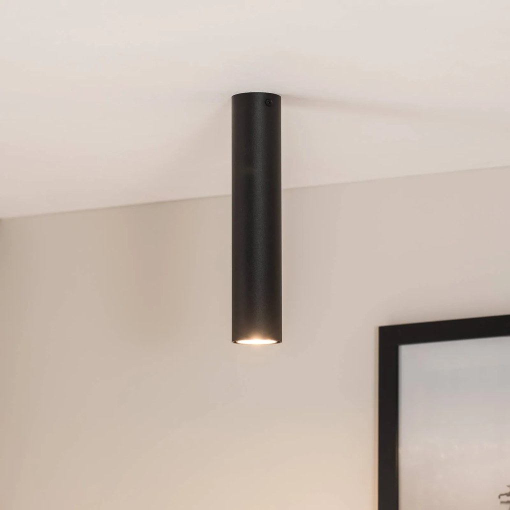 EMIBIG LIGHTING Faretto da soffitto Tecno 1M, acciaio, GU10, altezza 30 cm, nero