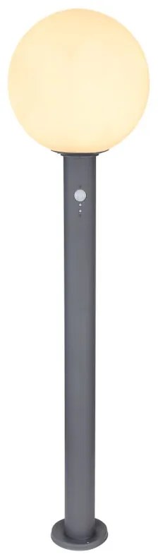 Lampione da giardino con sensore di moviemtno, Sfera H 100 cm, grigio, IP44 GLOBO