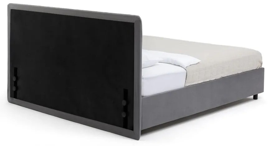 Letto matrimoniale imbottito grigio con contenitore con rete inclusa 160x200 cm Myra Slim Line – Bonami Selection