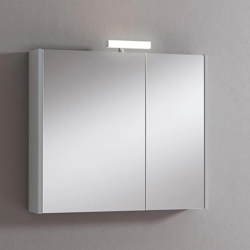Pensile con luce Akira laccato lucido grigio chiaro L 80 x H 70 x P 15.5 cm