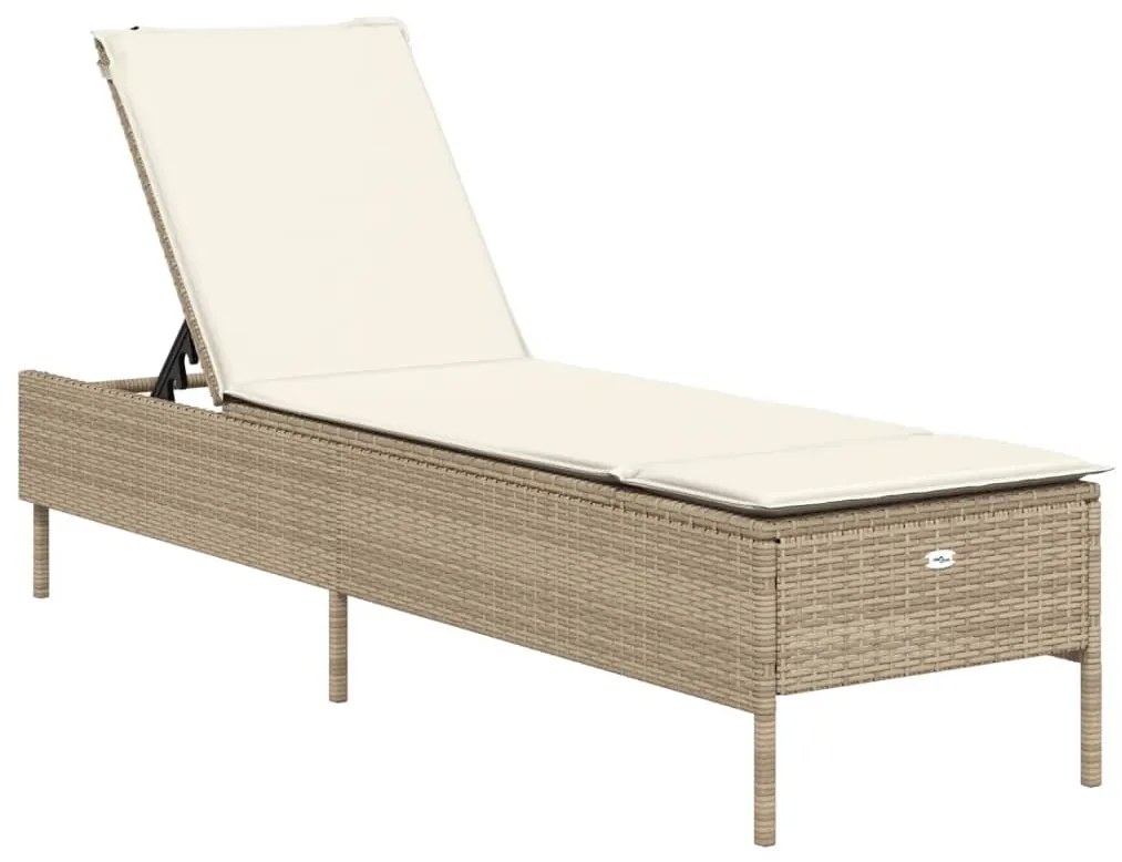 Lettini prendisole 2 pz con cuscini beige in polyrattan