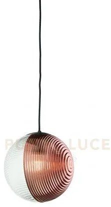 Sospensione vetro bella 2 rame d.24cm h.26cm 1 luce attacco e27