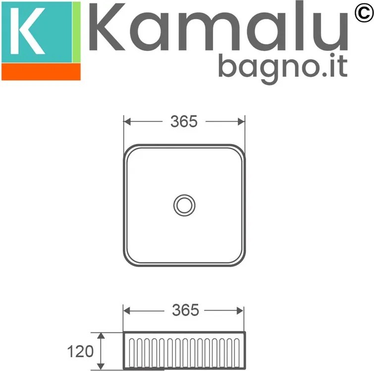 Lavabo bagno scanalato 36.5 cm in ceramica | KLS-3650R - KAMALU