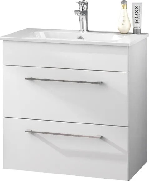 Mobile bagno sospeso con lavabo L 61 x H 61.5 x P 40 cm laccato bianco 2 cassetti per vasca centrale Giò