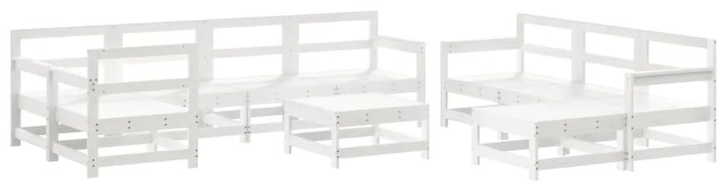 Set divani da giardino 10 pz con cuscini legno massello bianco