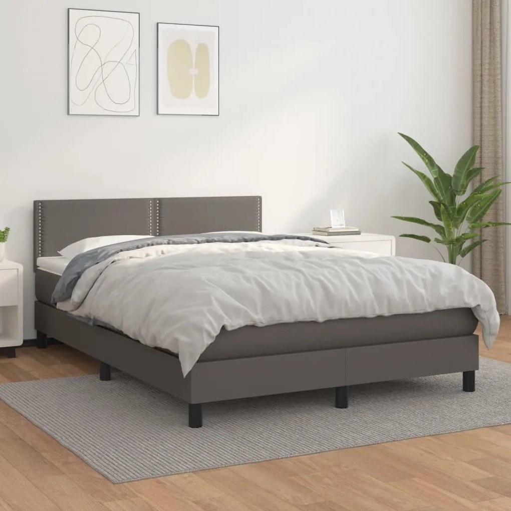 Giroletto A Molle Con Materasso Grigio 140x200 Cm İn Similpelle /