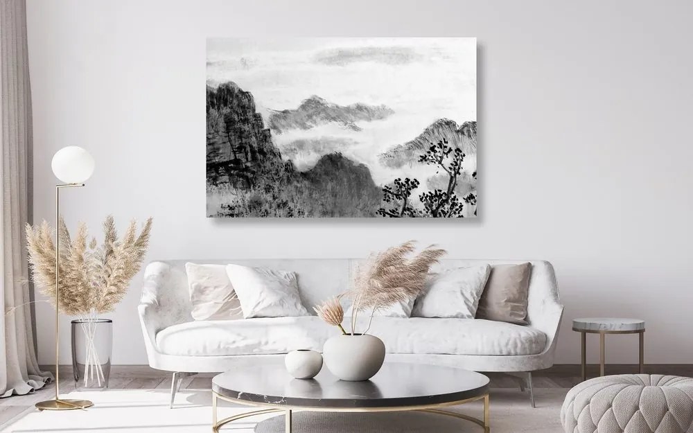 Quadro su tela – Pittura tradizionale cinese di paesaggio in bianco e nero