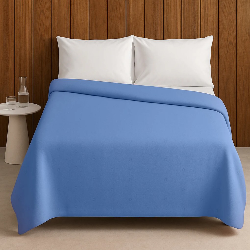 Trapuntino matrimoniale blu microfibra