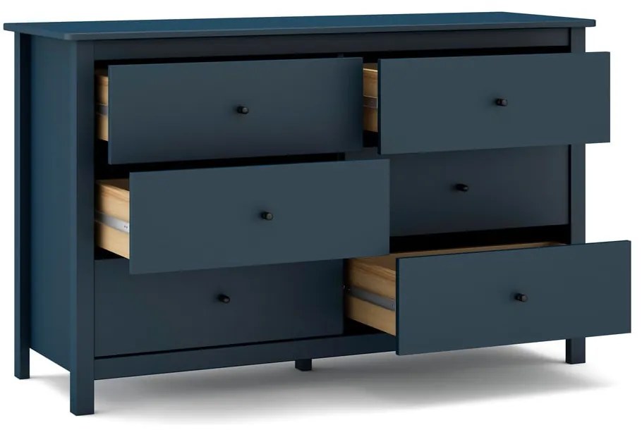 Cassettiera bassa blu scuro in pino 130x80 cm Misti - Marckeric