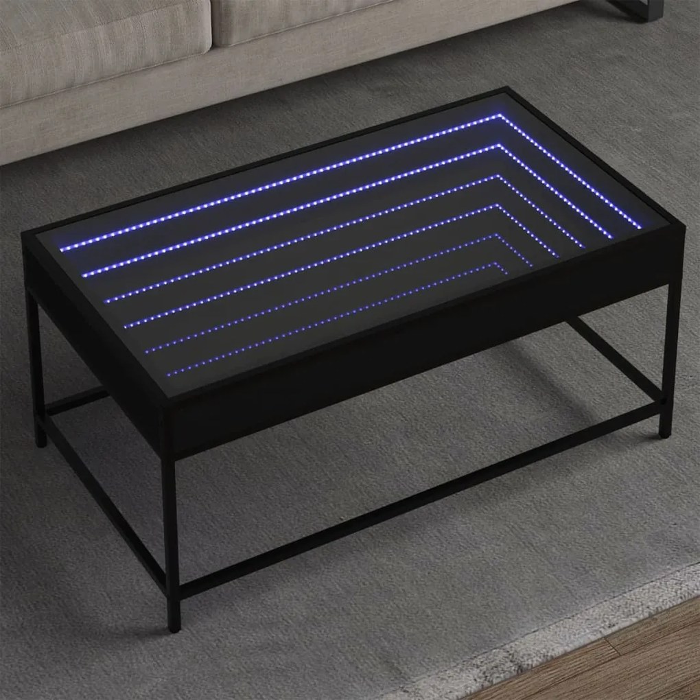 Tavolino Da Salotto Con Led Infinity Nero 90x50x41 Cm /