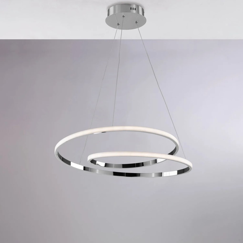 Sospensione Moderna Malena Con Led Integrato Metallo E Alluminio Cromo Lucido