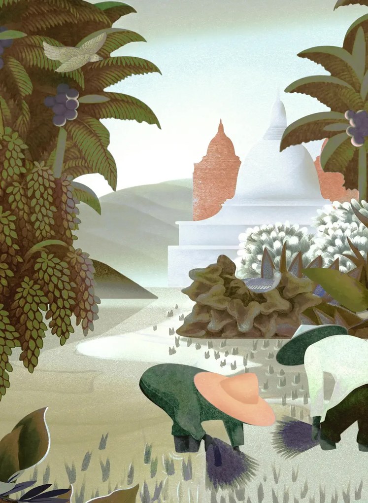 Arte International Carta da parati panoramica Hills Of Sapa - Dawn