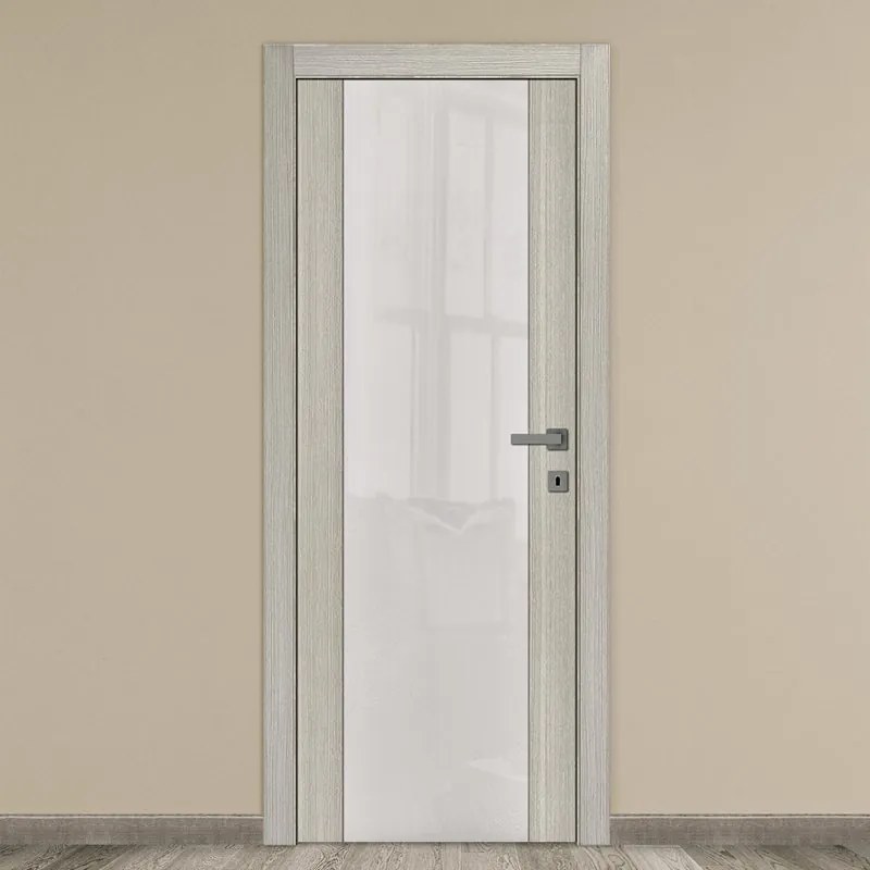 Porta interna a battente Cambridge Vetrata in vetro colore rovere grigio, L 60 x H 210 cm, apertura reversibile
