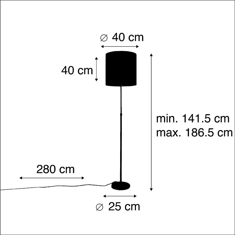 Lampada da terra oro/ottone con paralume in velluto nero 40/40 cm - Parte