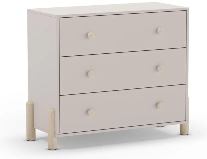 Cassettiera bassa per bambini in legno di pino color crema 90x80 cm Enola - Marckeric