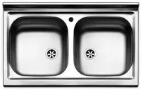 Lavello da cucina in acciaio inox con 2 vasche 80x50 cm