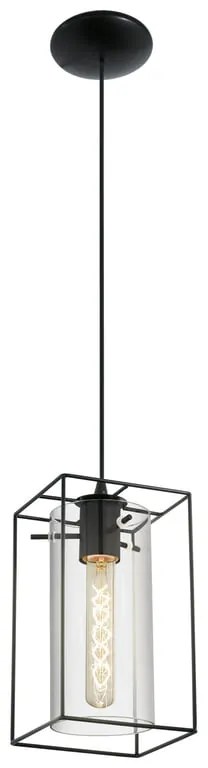 Lampadario Moderno Loncino nero paralume trasparente E27 Ø15cm EGLO