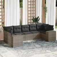 Set Divani da Giardino 7 pz con Cuscini Grigio in Polyrattan 3255327