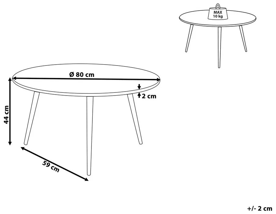 Tavolino basso da caffè legno nero ⌀  80 cm TENNESSEE Beliani
