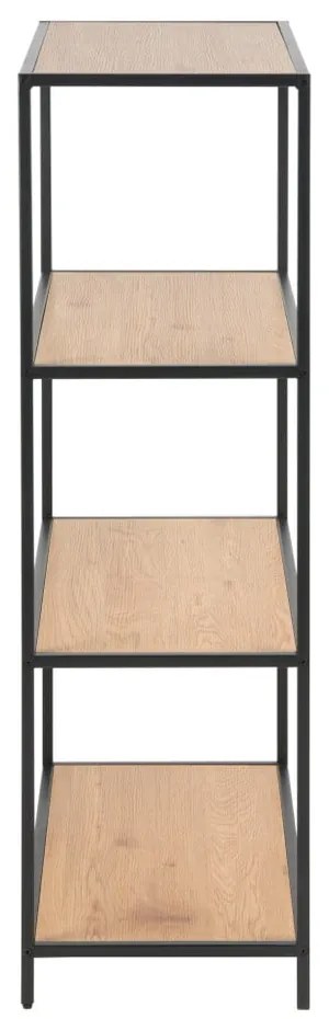 Libreria nera-color legno naturale effetto rovere 77x114 cm Seaford - Actona