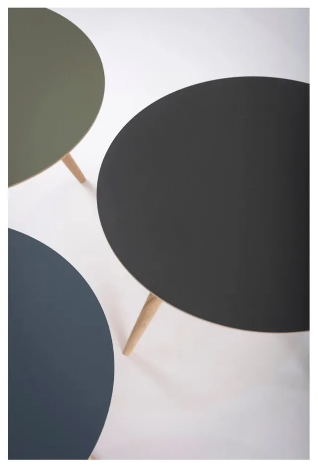 Tavolino in legno di quercia con piano nero , ⌀ 55 cm Arp - Gazzda