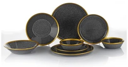 Set da tavola 8 pezzi nero/oro/porcellana