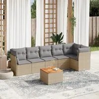 Set Divano da Giardino 7 pz con Cuscini Beige Misto Polyrattan 3255982