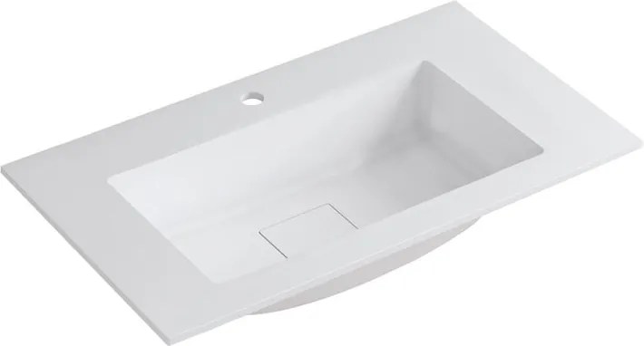 Lavabo a incasso rettangolare vasca centrale L 90.5 x H 15 x P 46 cm in resina bianco lucido