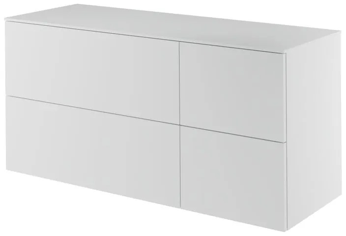 Mobile da bagno sotto lavabo Neo bianco laccato L 135 x H 65 x P 48.3 cm 2 cassetti, lavabo non incluso