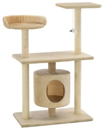 Albero per Gatti con Tiragraffi in Sisal 95 cm Beige