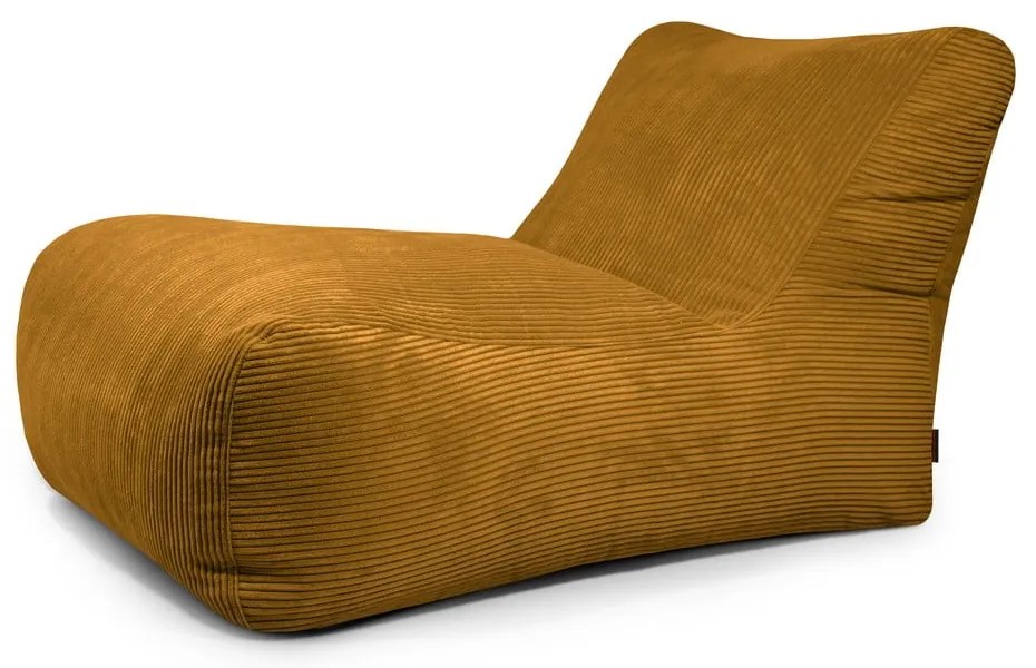 Puof a sacco color senape con rivestimento in velluto a coste Lounge 100 – SLOWDOWN