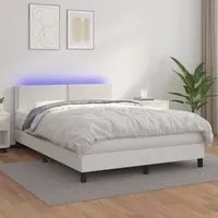 Giroletto Molle con Materasso e LED Bianco 140x190cm Similpelle 3134160