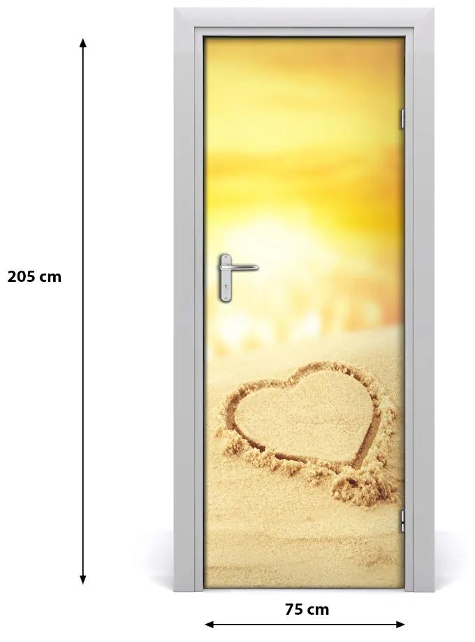 Adesivo per porta interna Cuore sulla spiaggia 75x205 cm