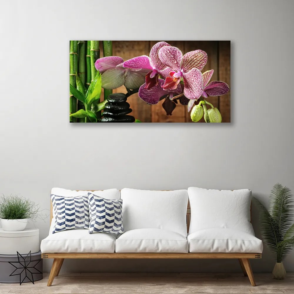 Quadro su tela I fiori della pianta di bambù 100x50 cm