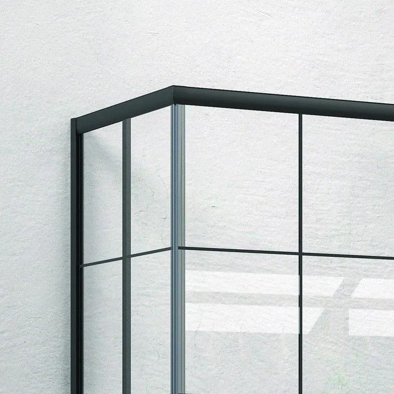 Kamalu - box doccia nero 150x100 vetro a quadrati neri nico-b1000