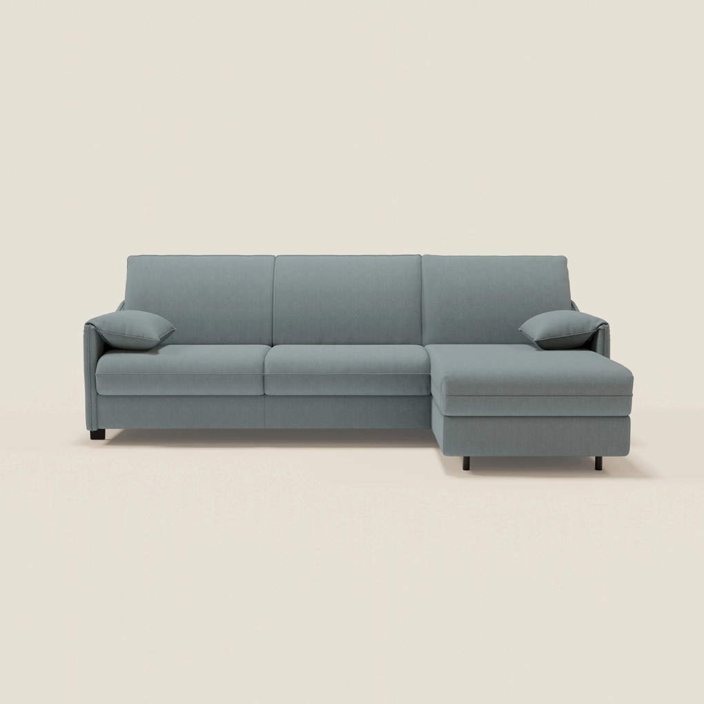 Primula divano letto angolare con materasso H18 cm - penisola contenitore in tessuto smacchiabile T05