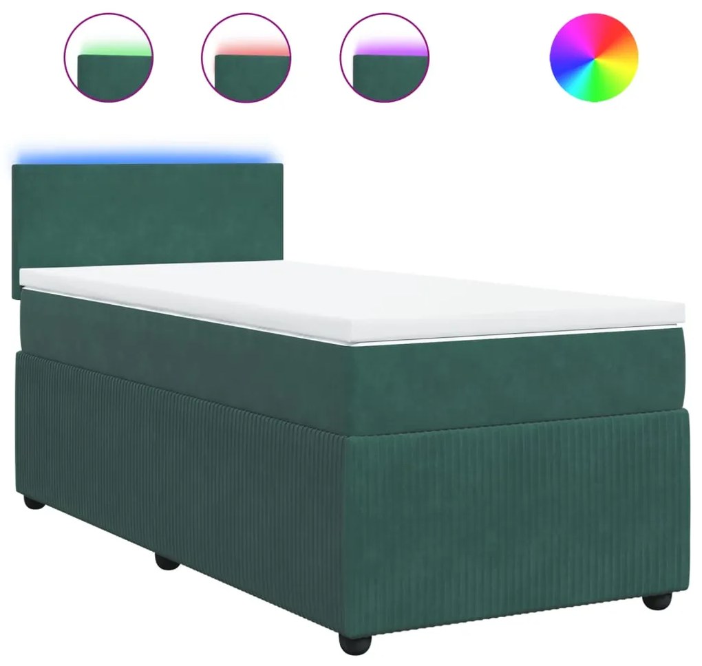 Giroletto a molle con materasso verde scuro 100x200 cm velluto