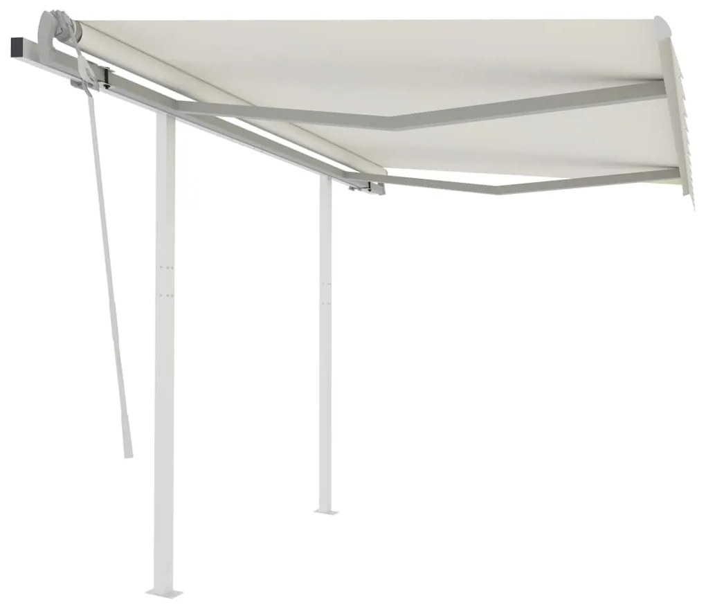 Tenda Da Sole Retrattile Manuale Con Pali 3x2,5 M Crema /