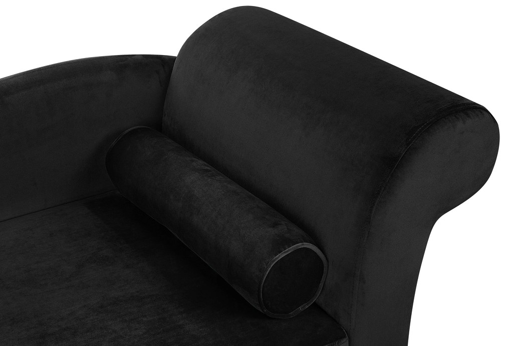 Chaise longue in velluto nero versione destra LUIRO Beliani
