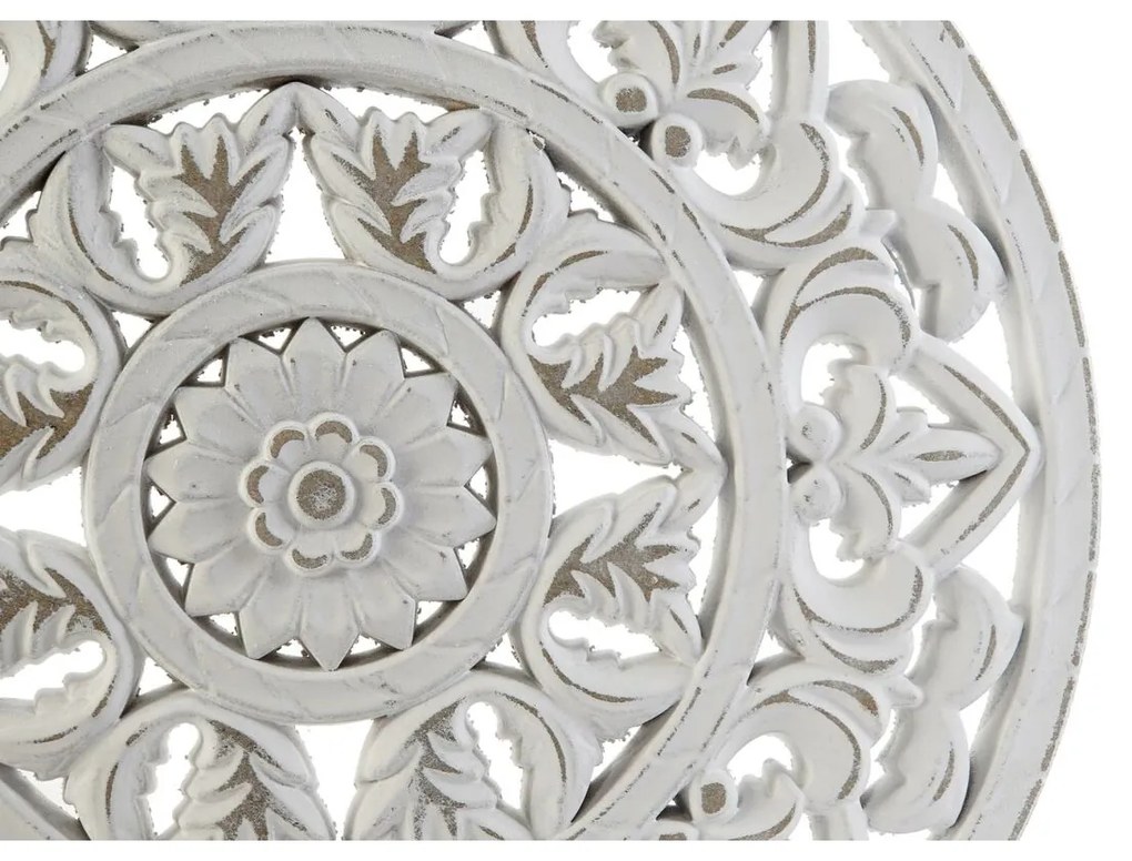 Decorazione da Parete DKD Home Decor Bianco Mandala Legno MDF (2 Unità) (30 x 2 x 30 cm)