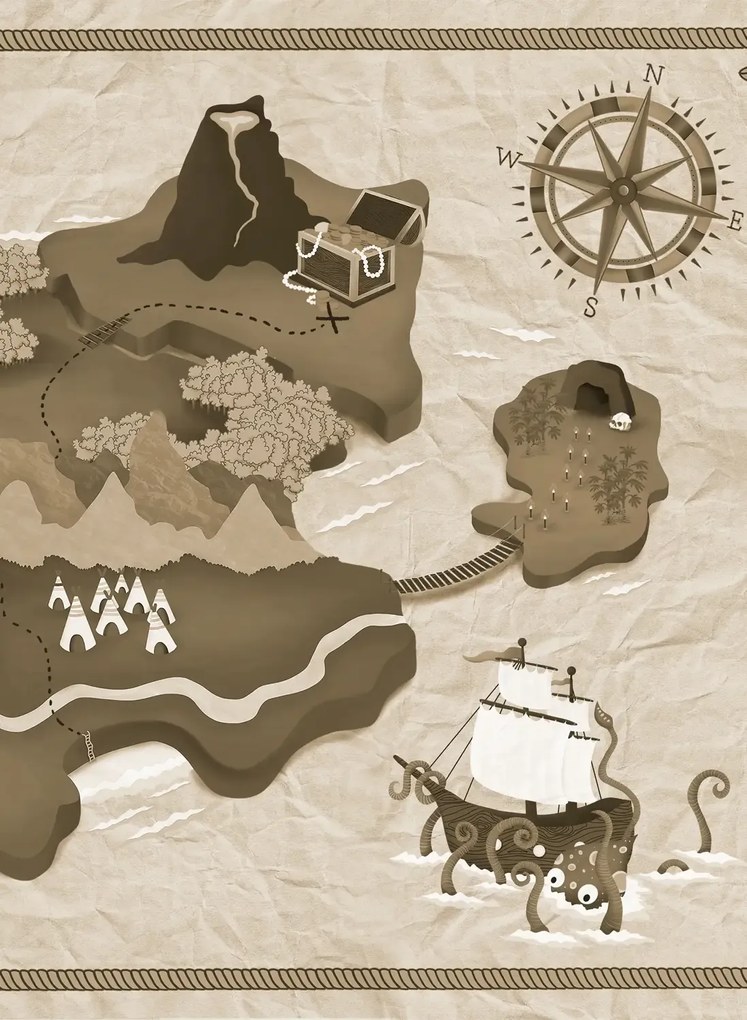 Coordonne Carta da parati panoramica Treasure Map - Papyrus