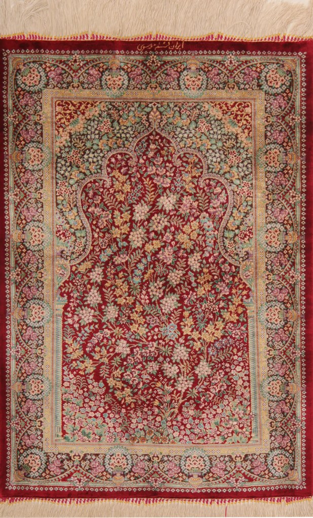 Ghom Tappeto persiano 90x60 Rosso (Iran) Annodato A Mano