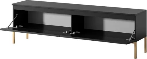 Mobile TV Da Terra 150 Cm 2 Ante Nero Piedini Oro Lume