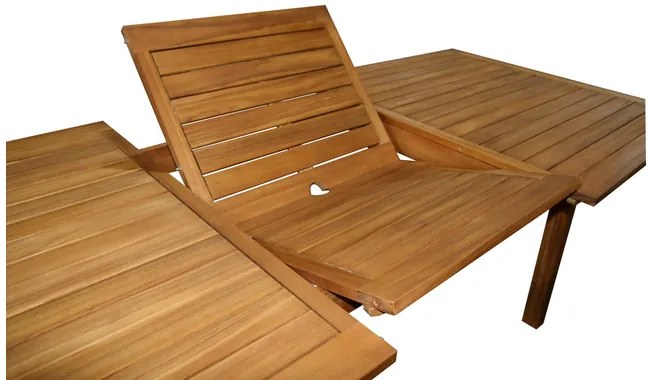 Tavolo da giardino allungabile allunghe integrate in legno massello L180-240 MAYEL