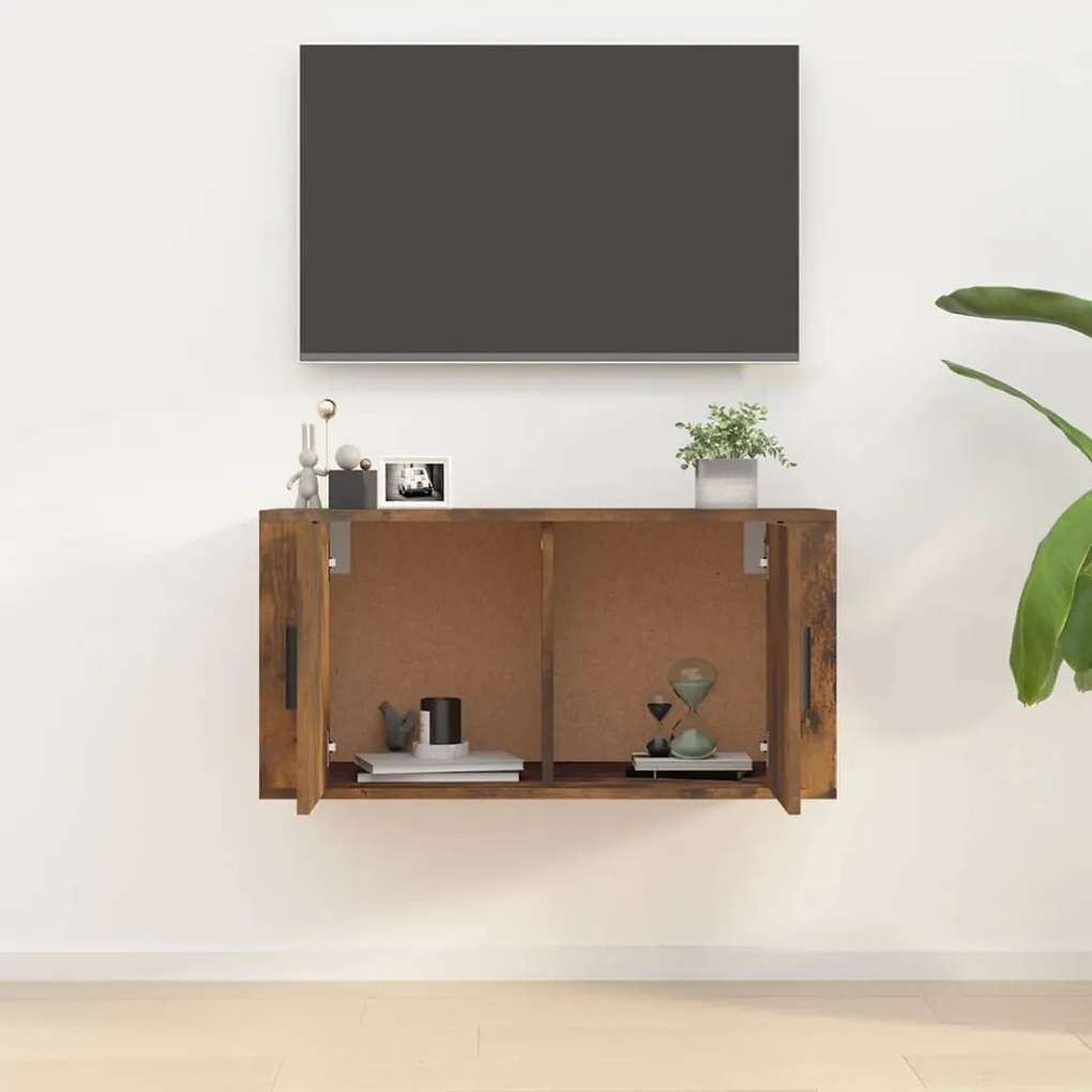Mobile porta tv a parete rovere fumo 80x34,5x40 cm