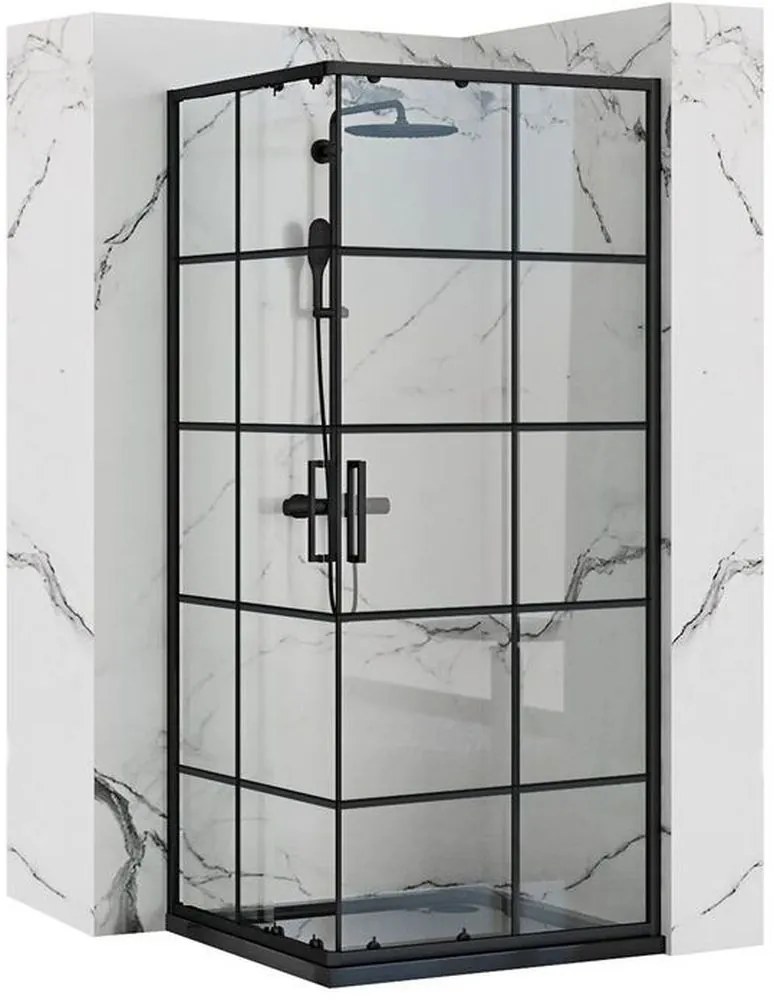 Rea Concept box doccia 80x80 cm quadrato nero semiopaca/vetro trasparente REA-K5479